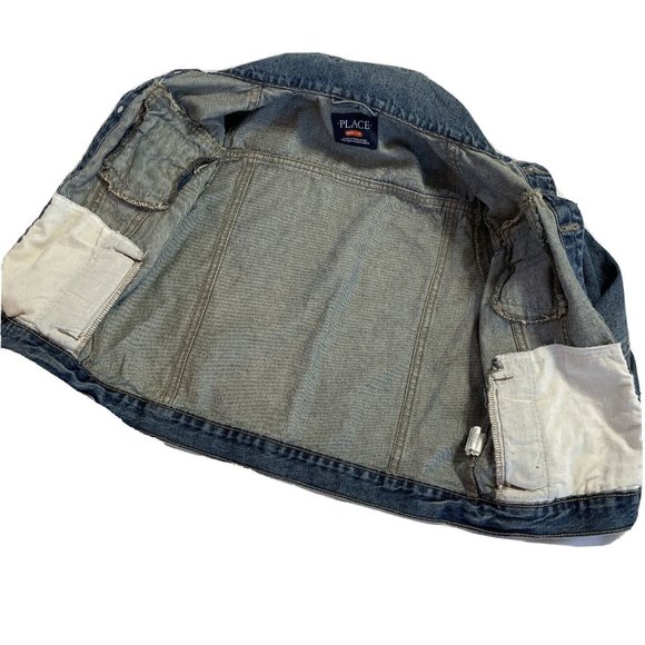 Children's Place Boys Classic Blue Jean Denim Jacket Size Medium 7 8 Button up - Picture 3 of 7